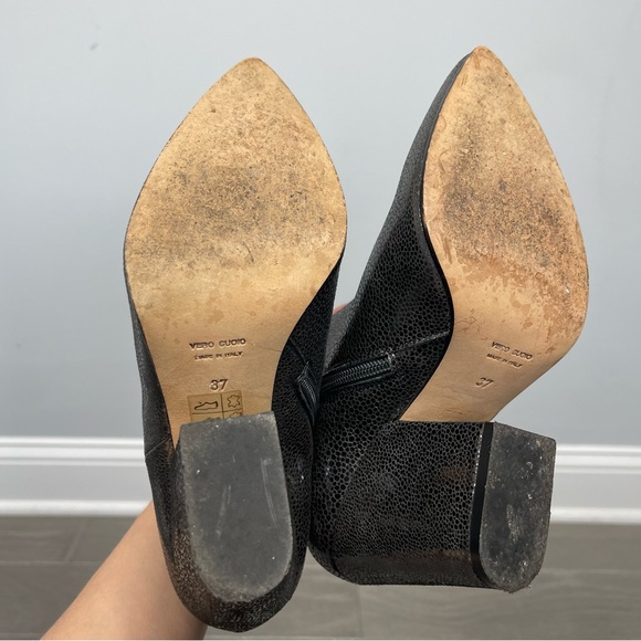 Giampaolo Viozzi Metallic Crackle Leather Ankle Boots Block Heel Booties Italy 7 - Picture 16 of 16